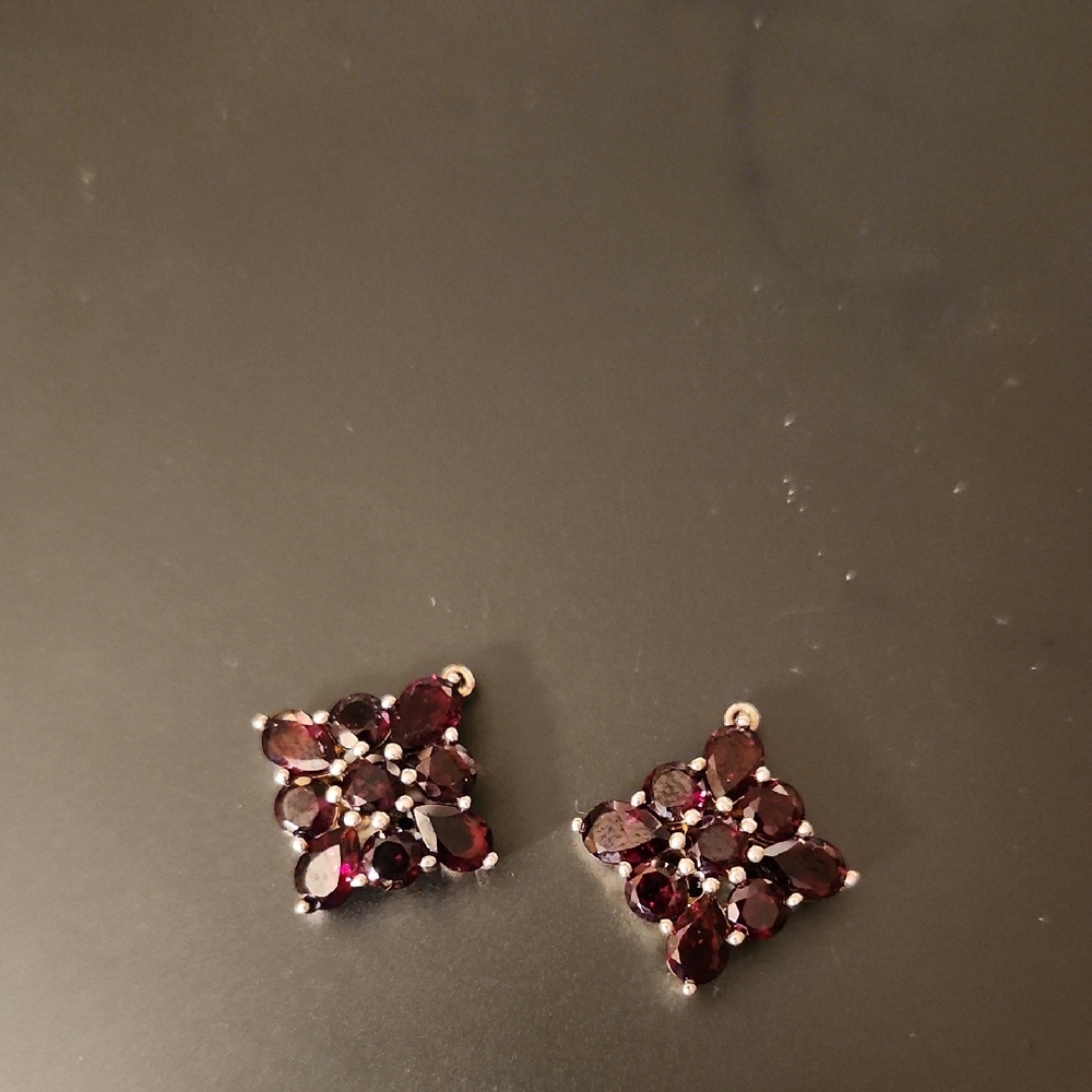 Exquisite Garnet Floral Earrings